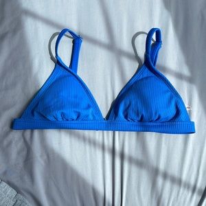 Blue triangle bikini top